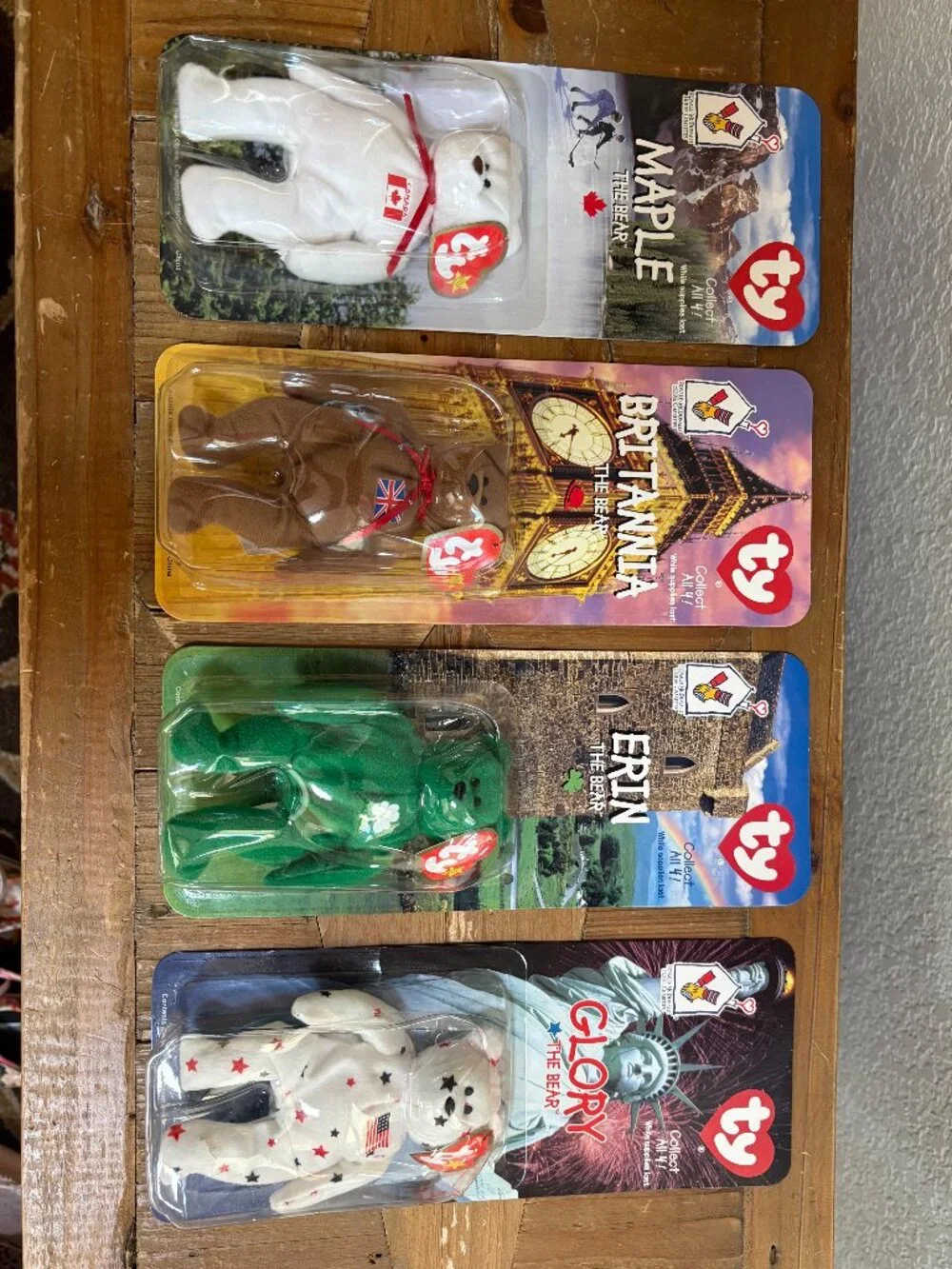 1999 Ty Teenie Beanie Babies McDonald’s International Bears Set – Set of 4 NIP